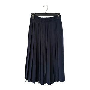 J. Crew Women's Pleated Midi Skirt Size 2 Small Classic Career Navy Blue